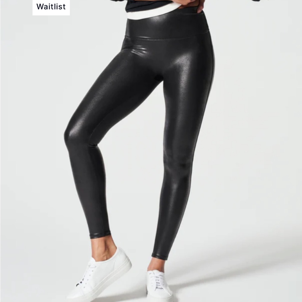 Spanx Black faux leather High-Waisted Leggings size xl